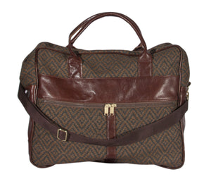 L1023-3038 Grande Cargo Rioja Stone trimmed w Authentic Leather. Spacious Weekender Tote Double Straps and Adjustable Shoulder Strap. Part of the Unbridled Passion, Travel and Cosmetic Bags Collection 16"x16"x8"