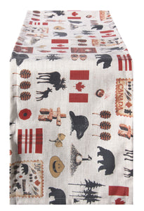 L664R-NRTH 13"x72" Vintage Iconic Images printed on this Rectangular Table Runner part of The Vintage Canadiana Collection