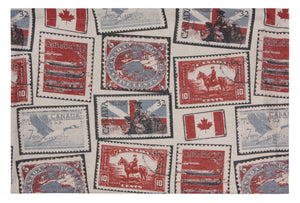 L705-STMP 13"x19" Vintage Stamp Images printed on this Rectangular Placemat part of The Vintage Canadiana Collection